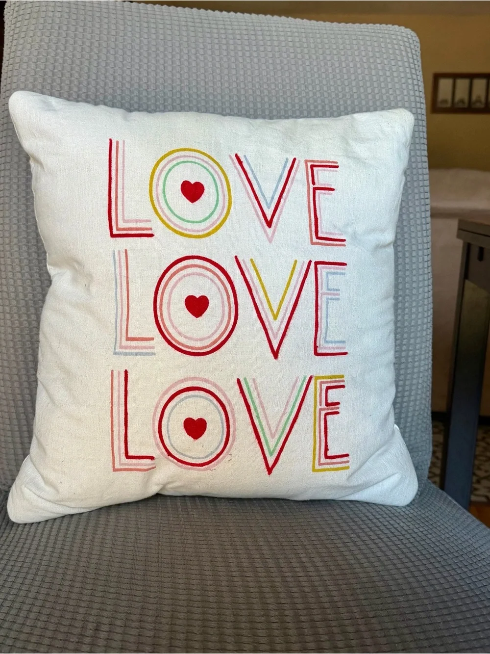 LOVE Multicolor Cotton Throw Pillow